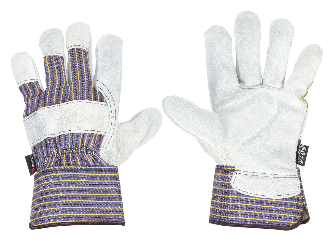 Leather Palm Glove, Cowhide, Shirred, L