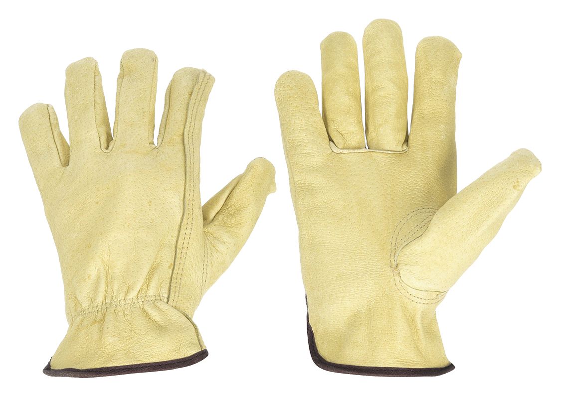 Leather Gloves: 2XL ( 11 ), Pigskin, Premium, Glove, Full Finger, Unlined, Beige, 1 PR