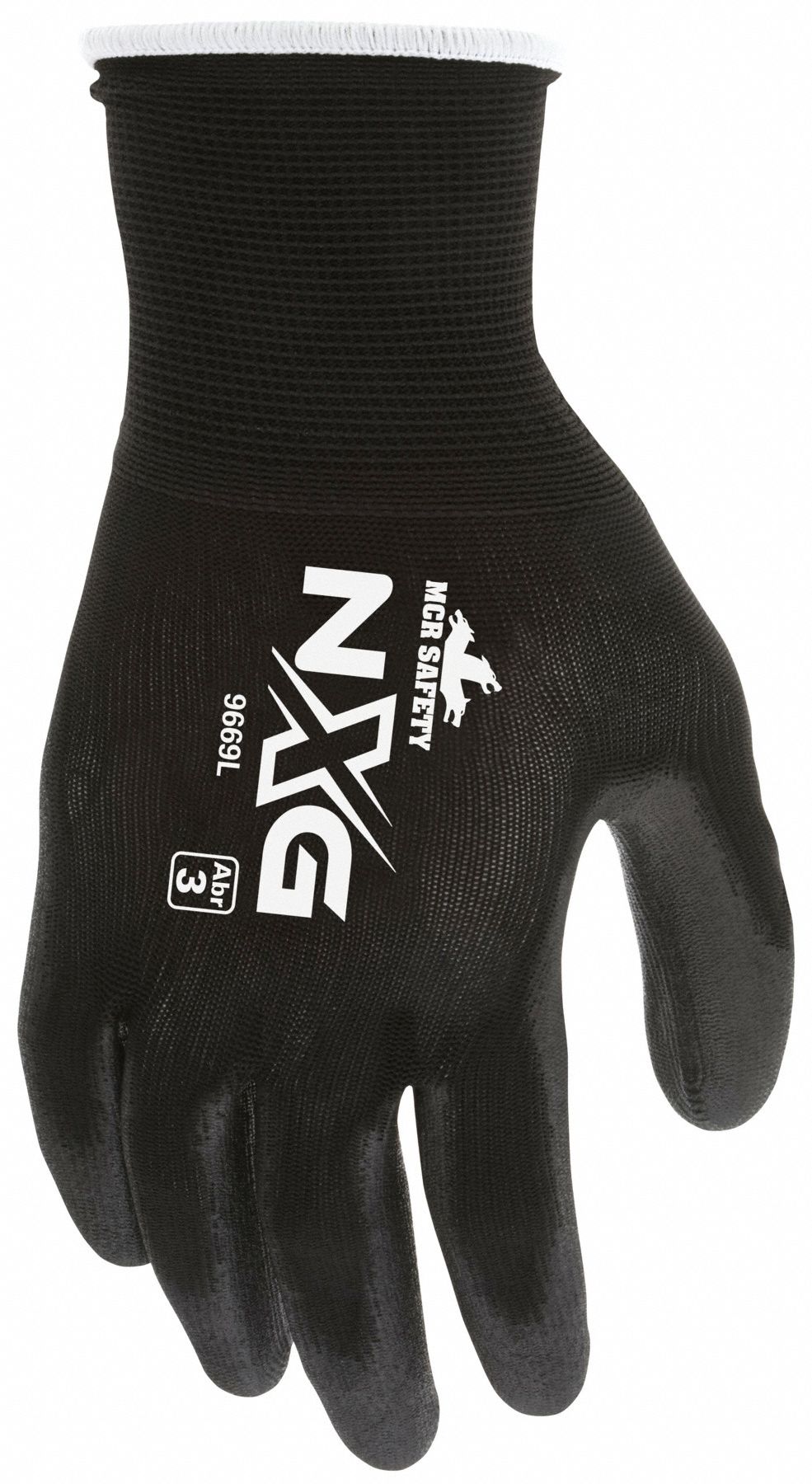 COATED GLOVES, L (9), SMOOTH, PUR, DIPPED PALM, ANSI ABRASION LEVEL 3, BLK, KNIT WRIST