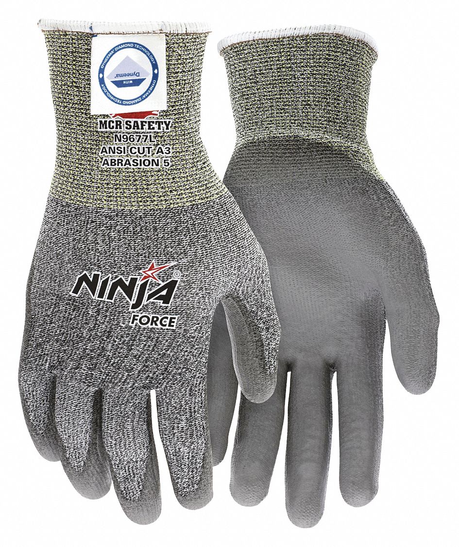 COATED GLOVES, 2XL (11), ANSI CUT LEVEL A3, DIPPED PALM, PUR, SMOOTH