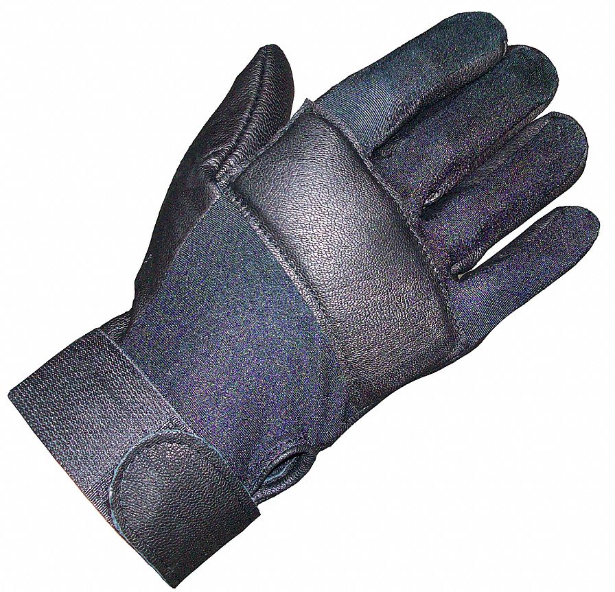 ANTI-VIBRATION MECHANICS GLOVES, M, LEATHER, BLACK, GEL PAD, LEFT