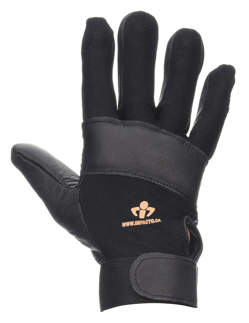 ANTI-VIBRATION MECHANICS GLOVES, M, LEATHER, BLACK, GEL PAD, RIGHT