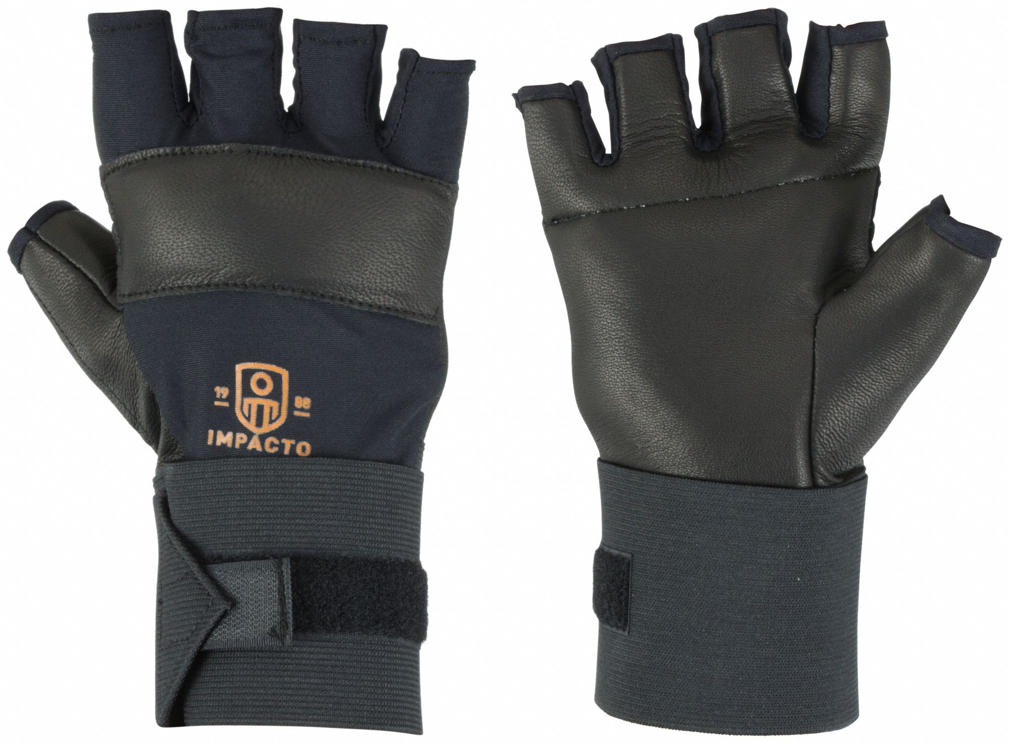 IMPACTO, Leather, Black, Mechanics Gloves - 21NP29|IP471-50LR - Grainger