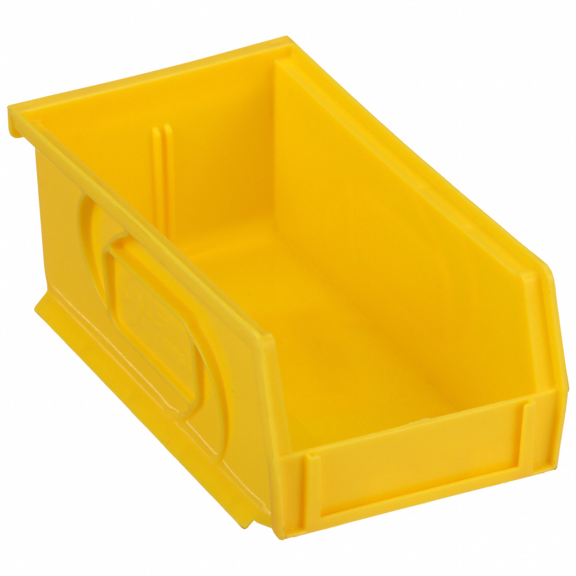 HANG AND STACK BIN, 4⅛ IN X 7⅜ IN X 3 IN, YELLOW, LABEL HOLDERS, 15 LB LOAD CAPACITY