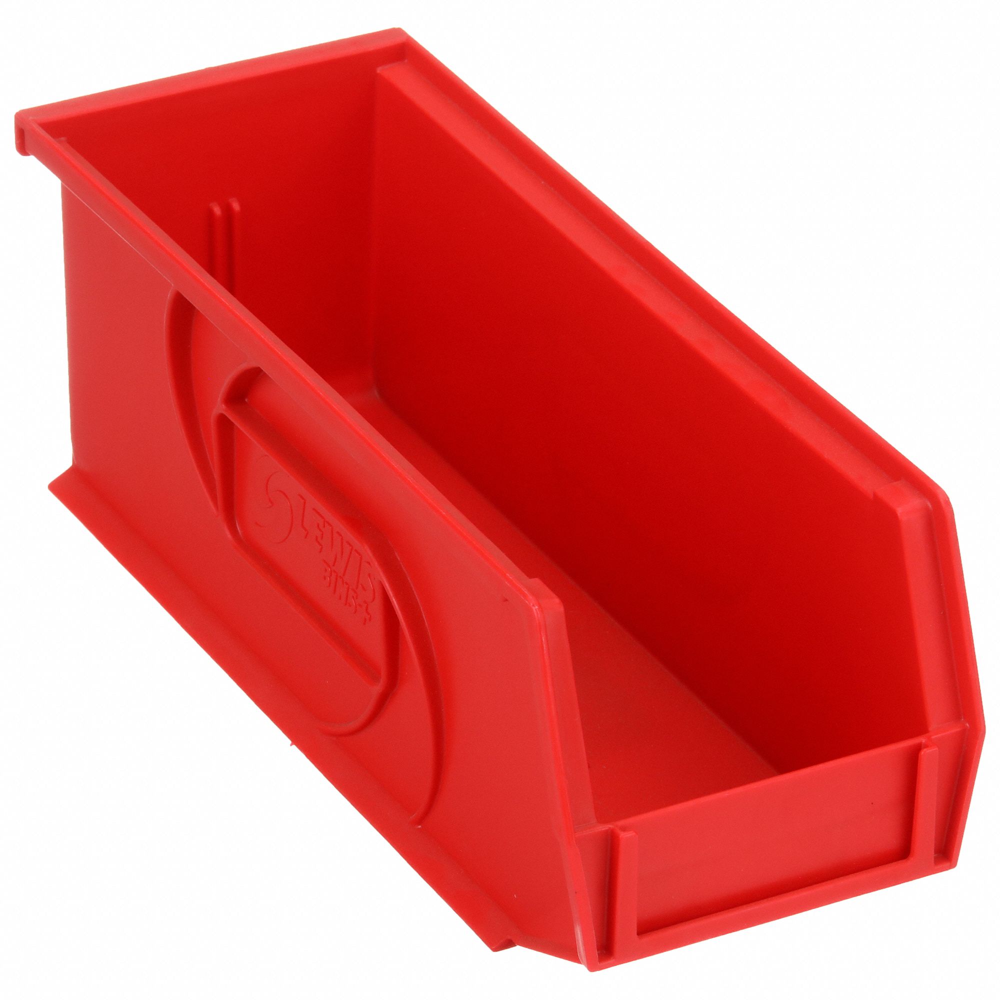 HANG AND STACK BIN, 4⅛ IN X 10⅞ IN X 4 IN, RED, LABEL HOLDERS, 30 LB LOAD CAPACITY