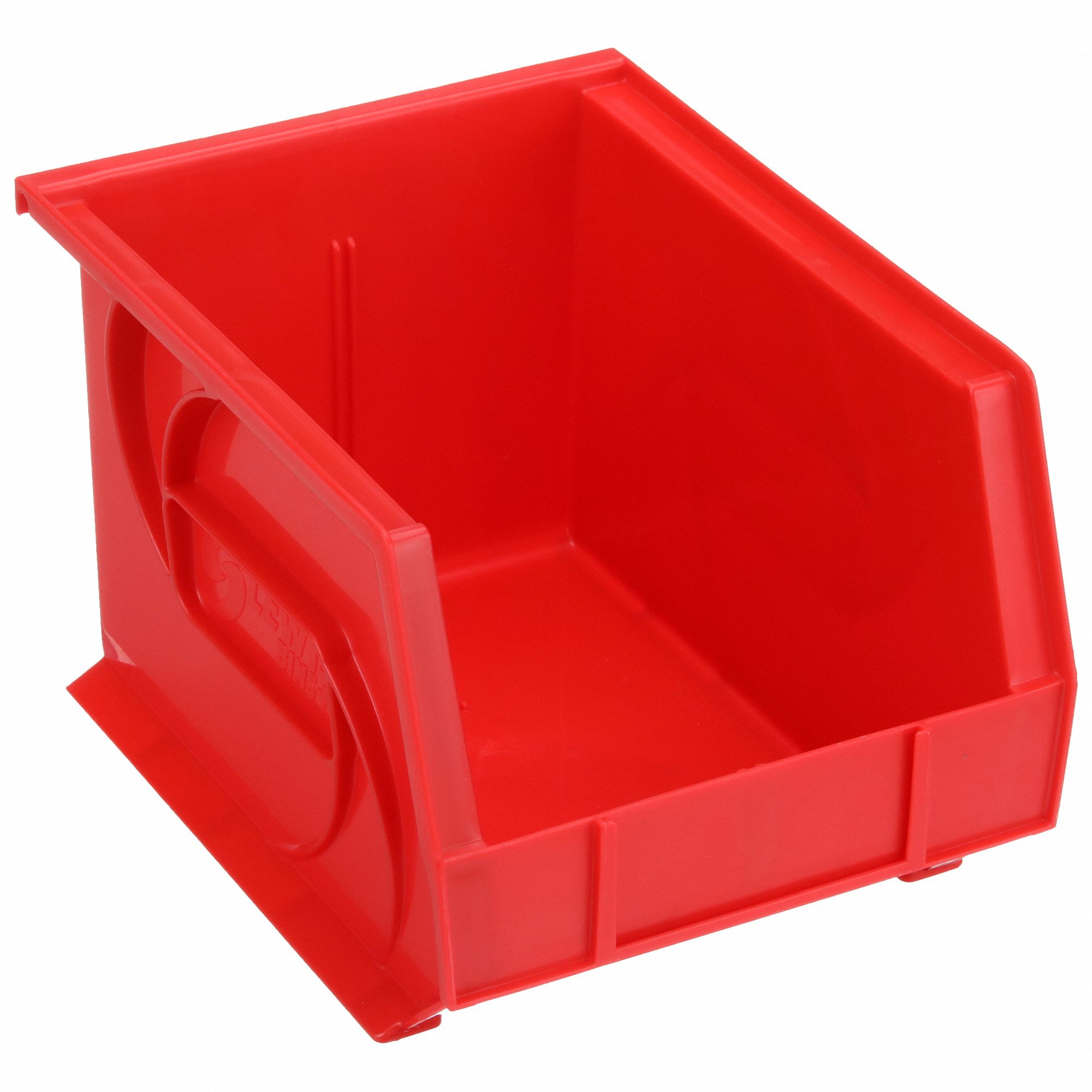 HANG AND STACK BIN, 8¼ IN X 10¾ IN X 7 IN, RED, LABEL HOLDERS, 40 LB LOAD CAPACITY