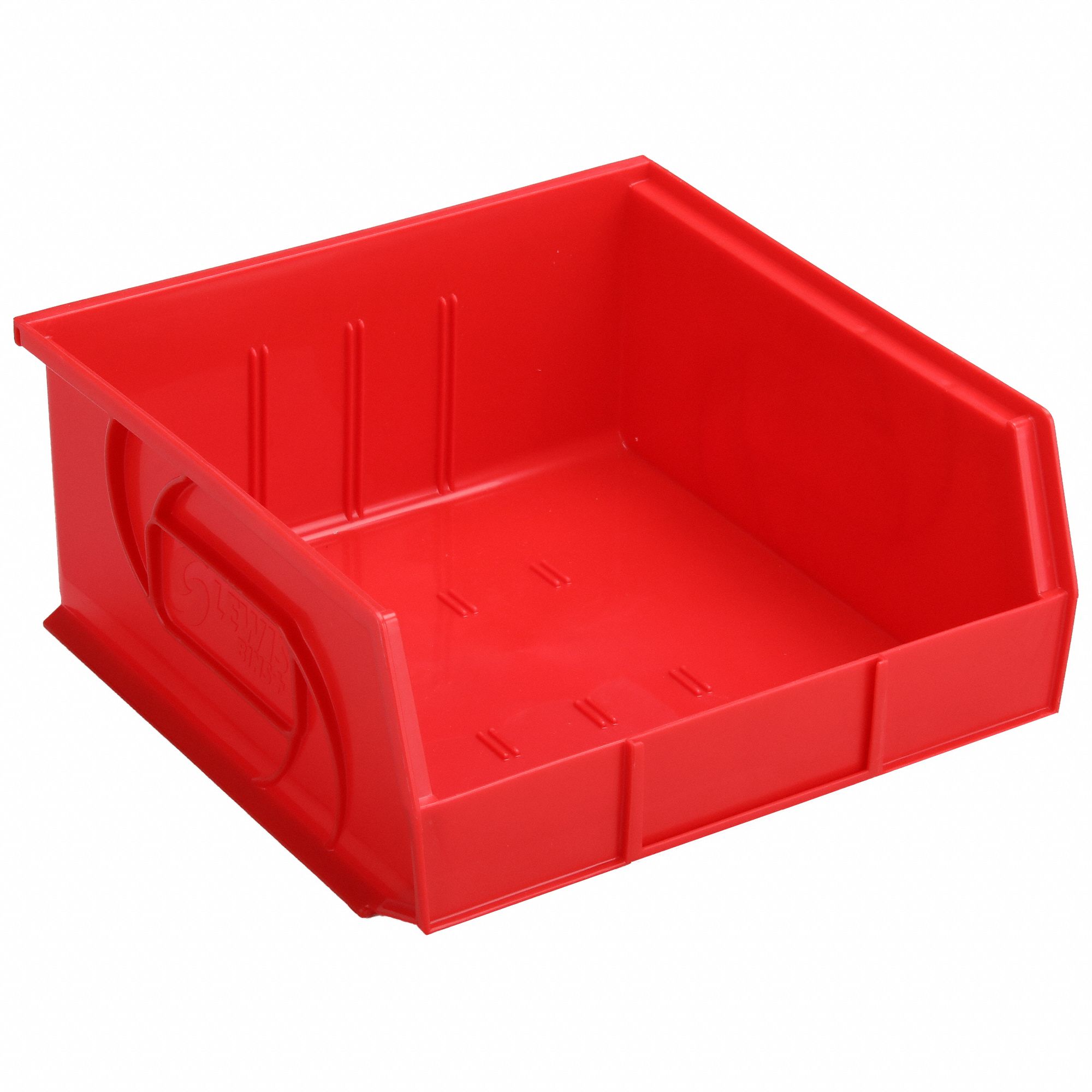 HANG AND STACK BIN, 11 IN X 10⅞ IN X 5 IN, RED, LABEL HOLDERS, 40 LB LOAD CAPACITY