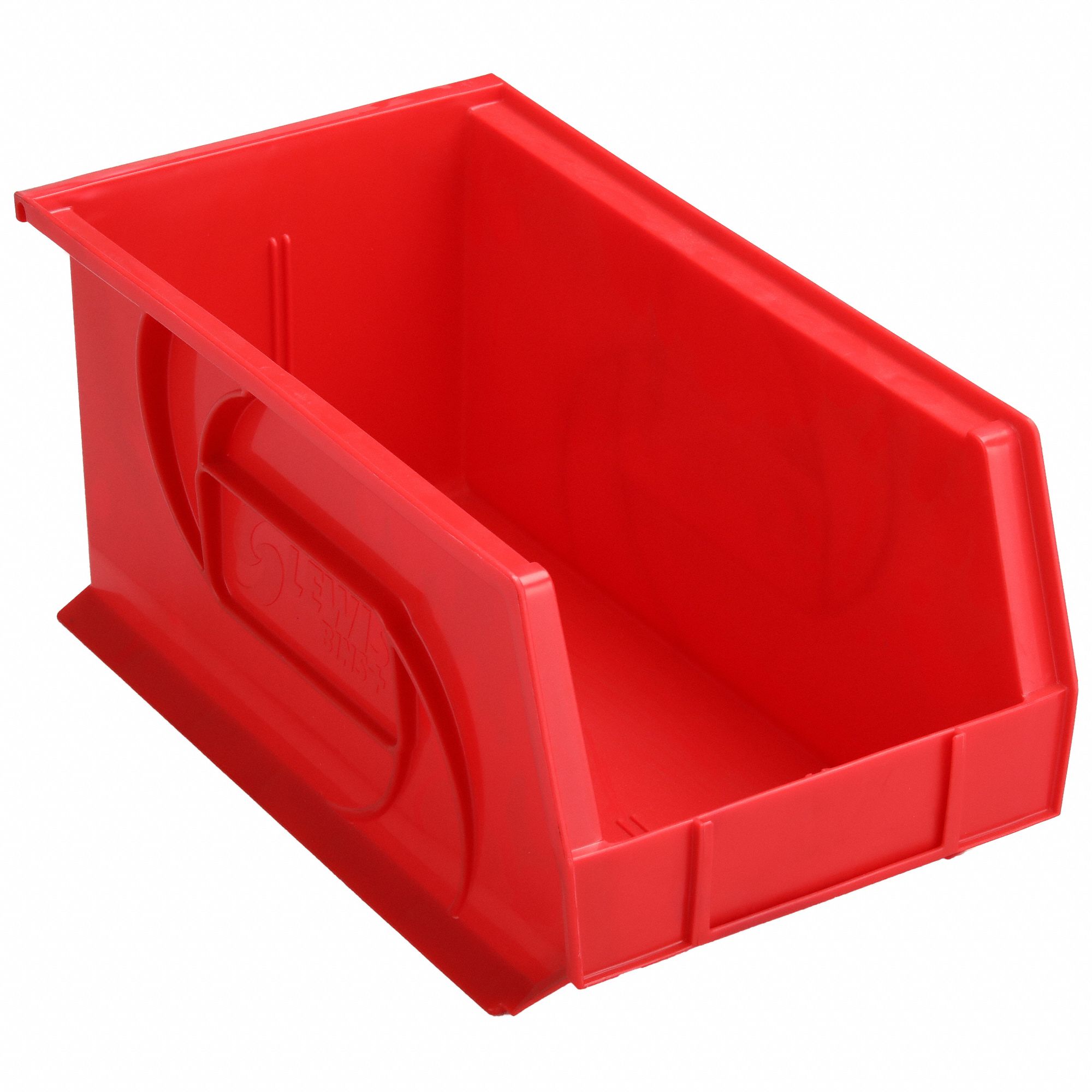 HANG AND STACK BIN, 8¼ IN X 14¾ IN X 7 IN, RED, LABEL HOLDERS, 40 LB LOAD CAPACITY
