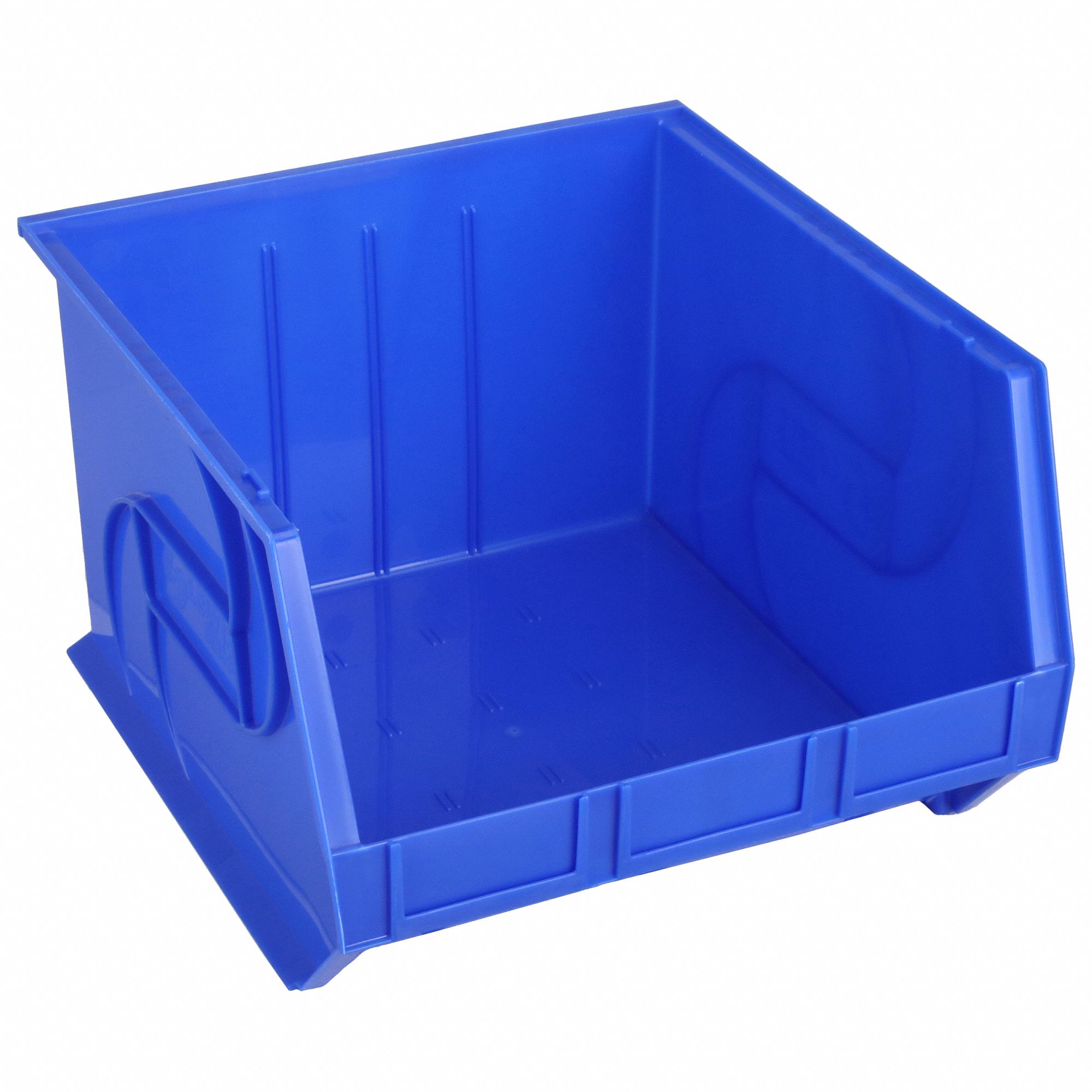 HANG AND STACK BIN, 16½ IN X 18 IN X 11 IN, BLUE, LABEL HOLDERS, 40 LB LOAD CAPACITY