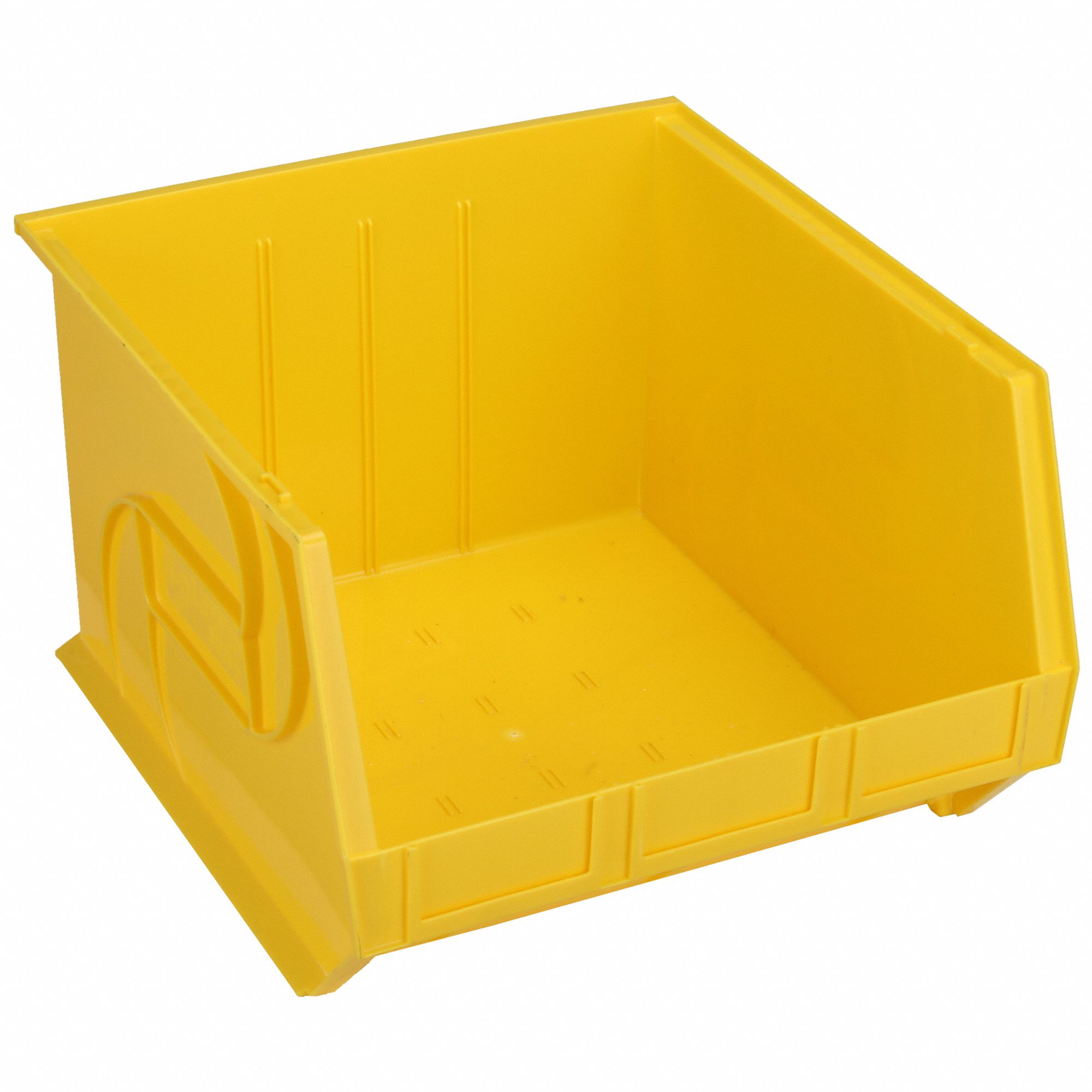 HANG AND STACK BIN, 16½ IN X 18 IN X 11 IN, YELLOW, LABEL HOLDERS, 40 LB LOAD CAPACITY