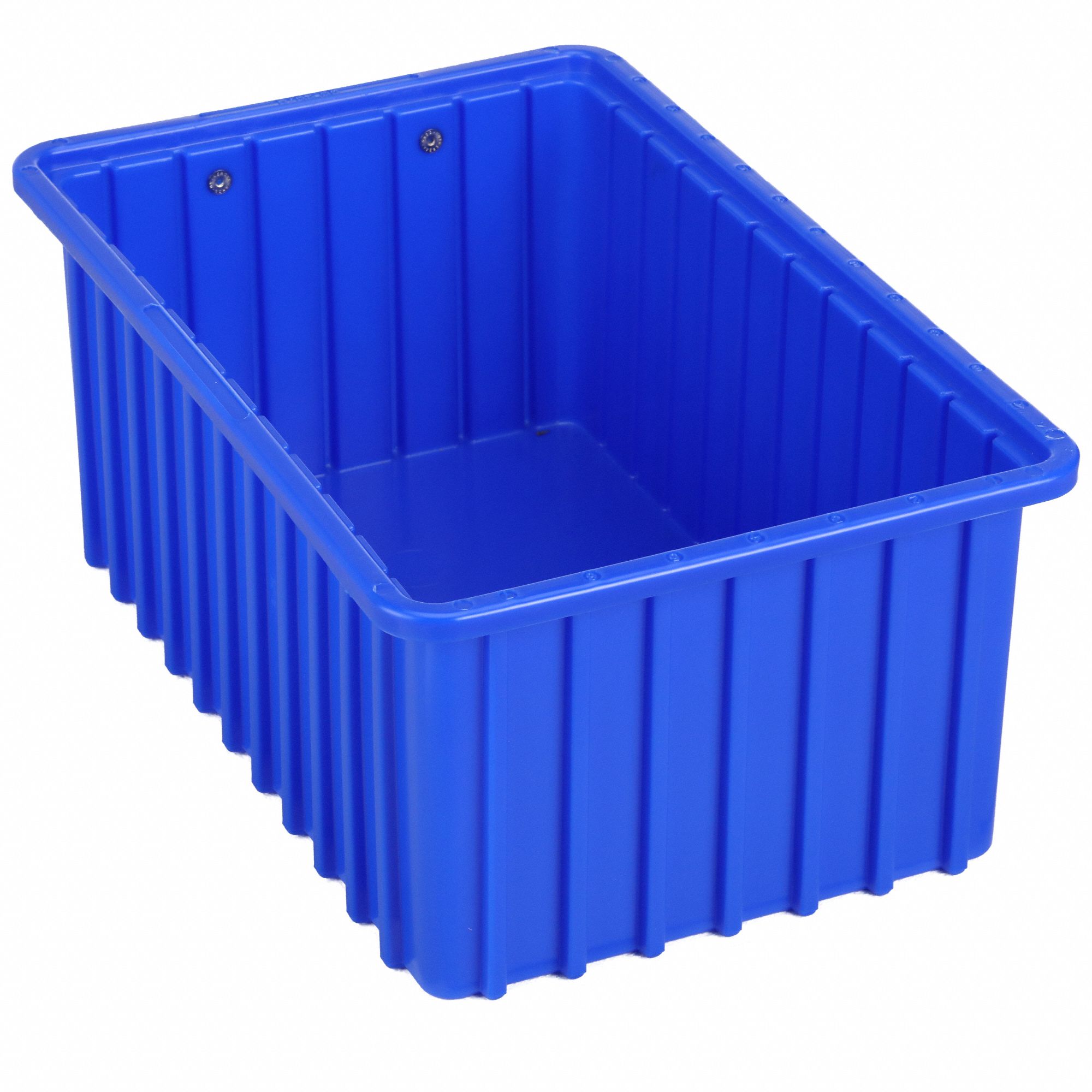 Divider Box: 0.5 cu ft, 16 1/2 in x 10 7/8 in x 7 in, Blue, Dividers Not Included, Plastic