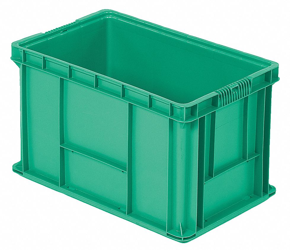 Straight Wall Tote: 16.5 gal, 24 in x 15 in x 14 1/2 in, Stacking Capable, 40 lb Load Capacity