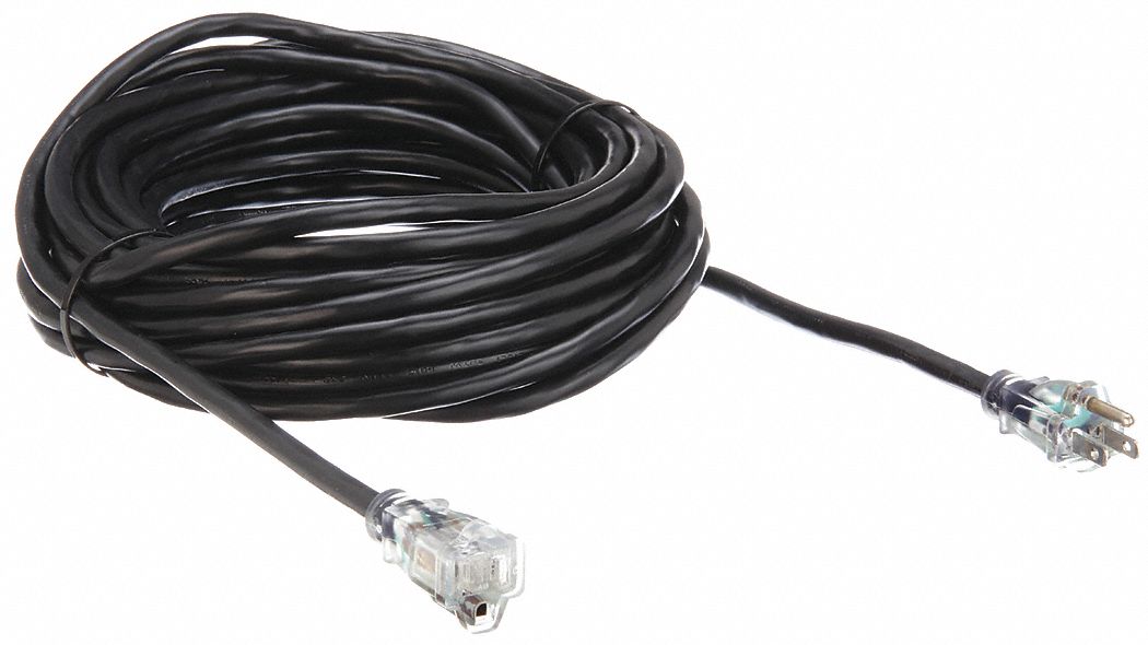 RALLONGE ÉLECTRIQUE LUMINEUSE, 50 PI, 14 AWG, 14/3, SJTW, NEMA 5-15P, NOIR