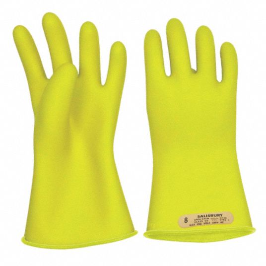 SALISBURY Electrical Insulating Gloves, Voltage Class Class 00, Yellow ...