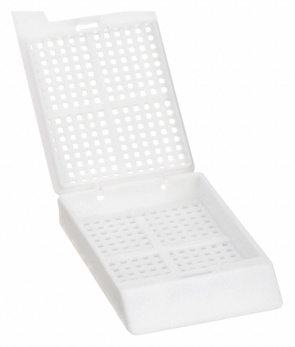 Embedding Cassette: Polyoxymethylene, 1.62 in Overall Lg, 1.11 in Overall Wd, White