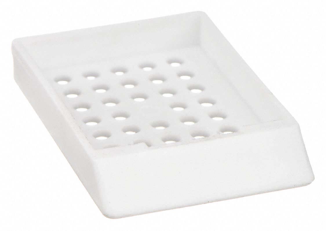 Embedding Cassette: Polyoxymethylene, 1.61 in Overall Lg, 1.11 in Overall Wd, White