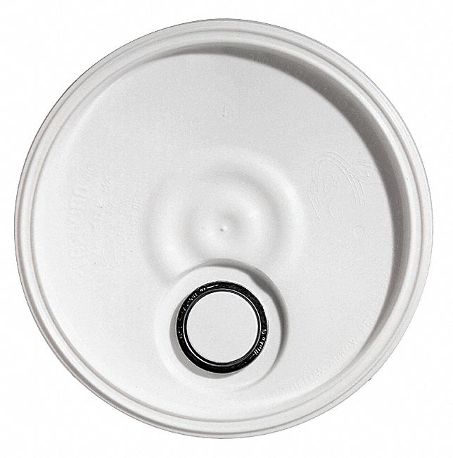 Pail Lid: Spout, 12 1/4 in Overall Dia, White, Plastic, Spout Included, 12 1/4 in Dia.