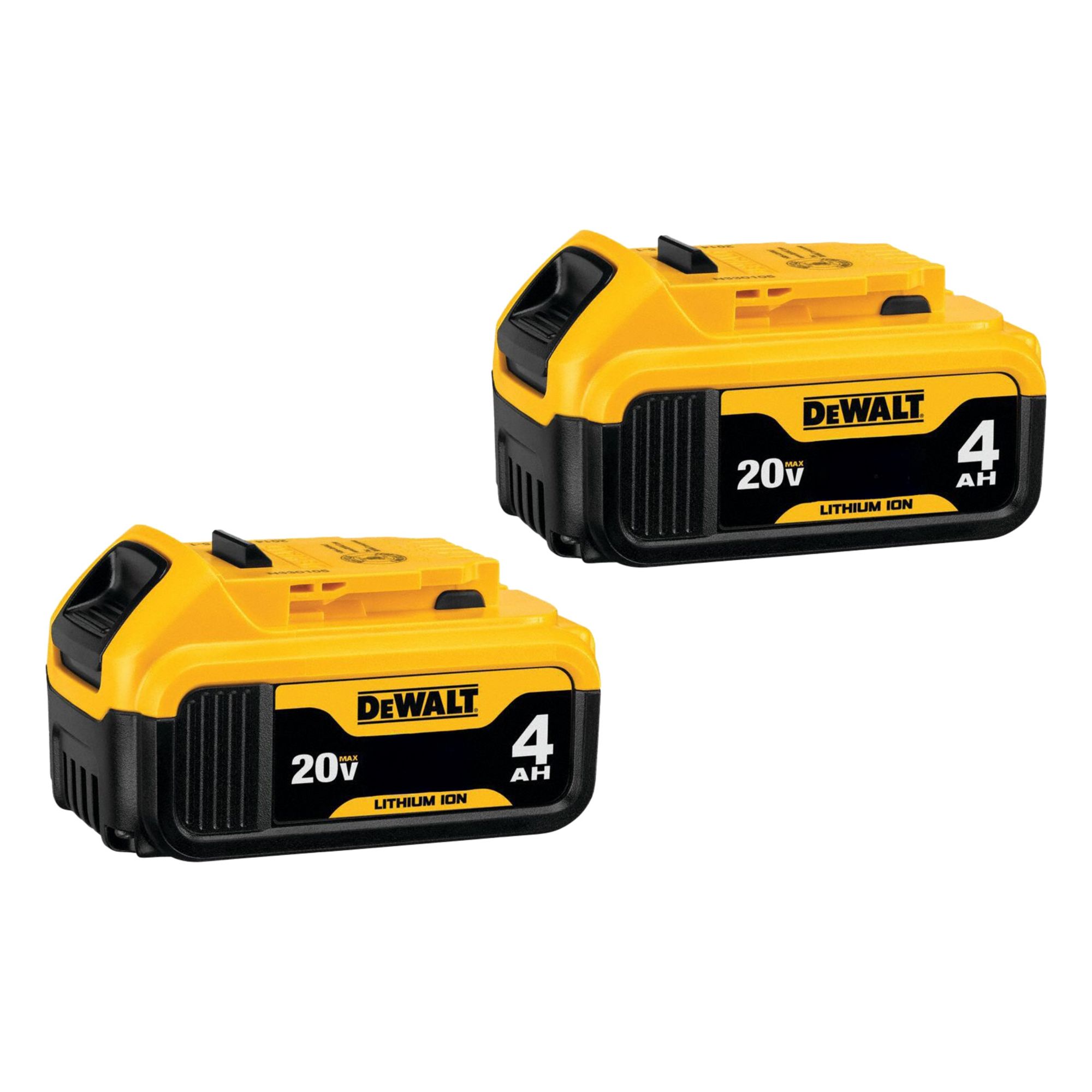 Battery: 20V MAX*, 4 Ah, 2 Batteries Included, 20V DC, 2 PK