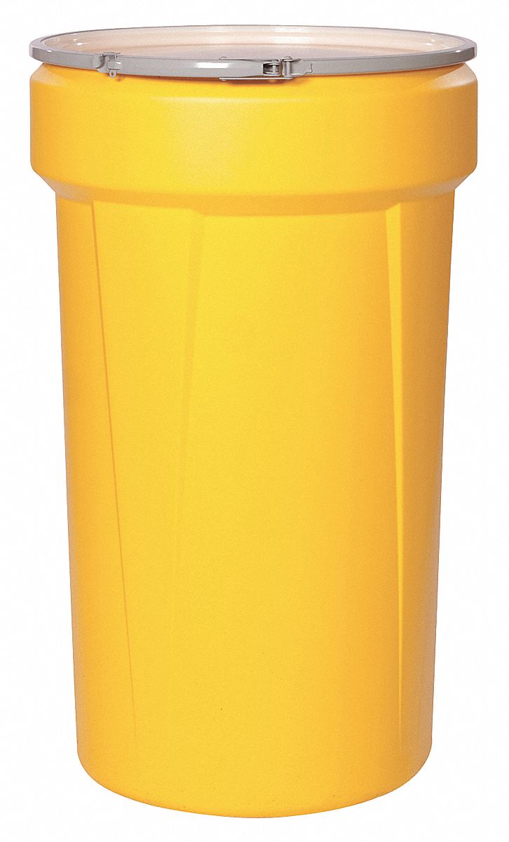 Transport Drum,Open Head,57 gal.,Yellow