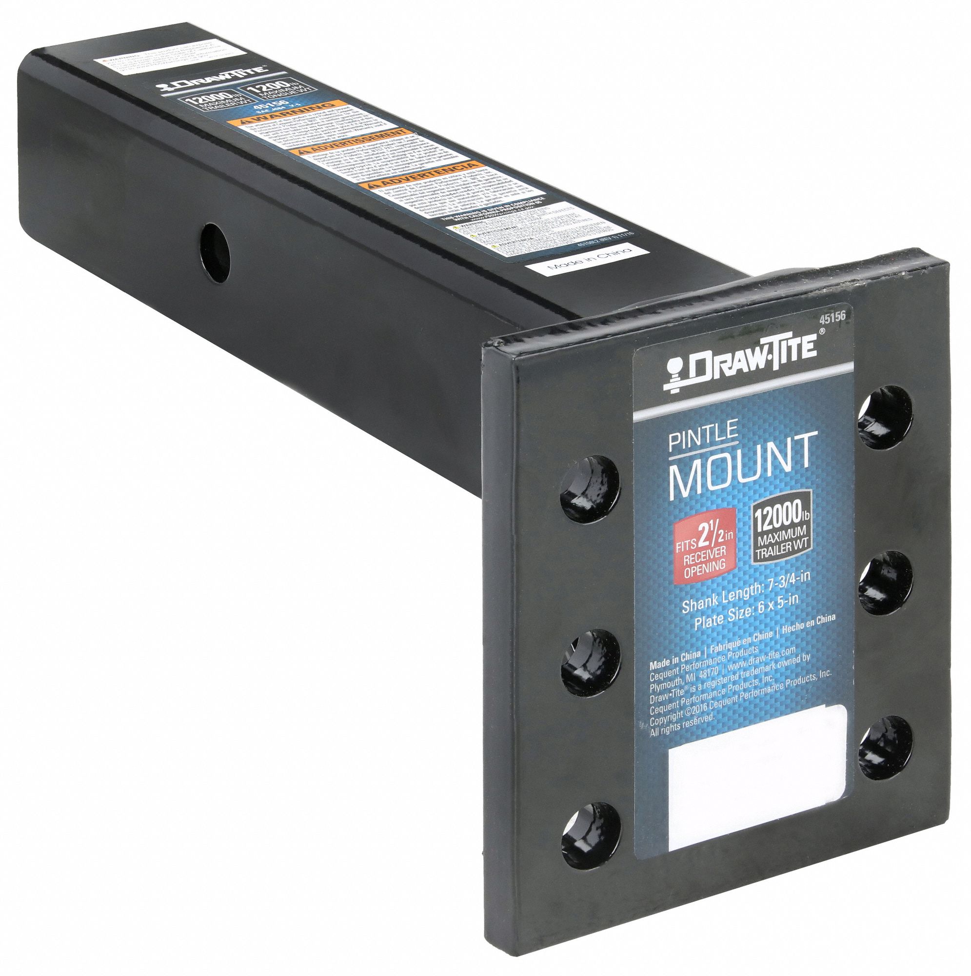 Pintle Hook Mounting Plate: 12, 000 lb Gross Vehicle Wt Capacity, 7 3/4 in