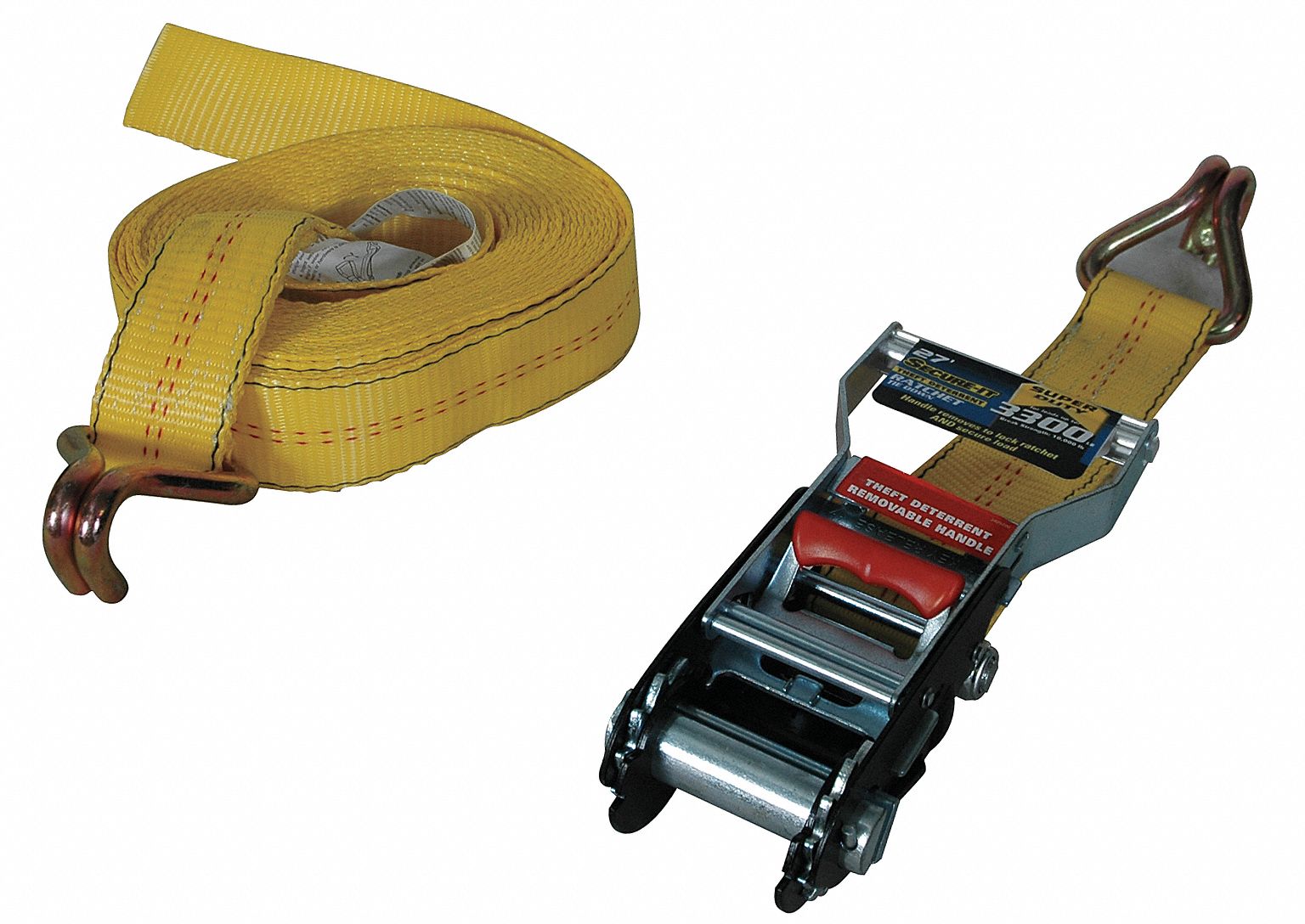 REESE SECURE Tie Down Strap, 27 ftL x 2 inW, 3,330 lb Load Limit