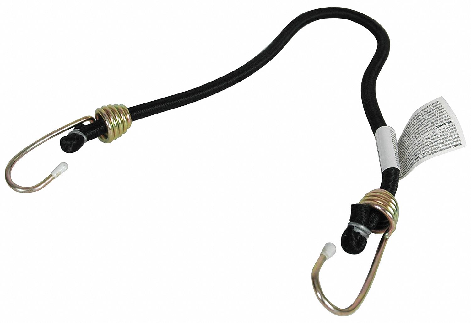 Black Rubber Bungee Cord with JHooks, Bungee Length 24 in Grainger