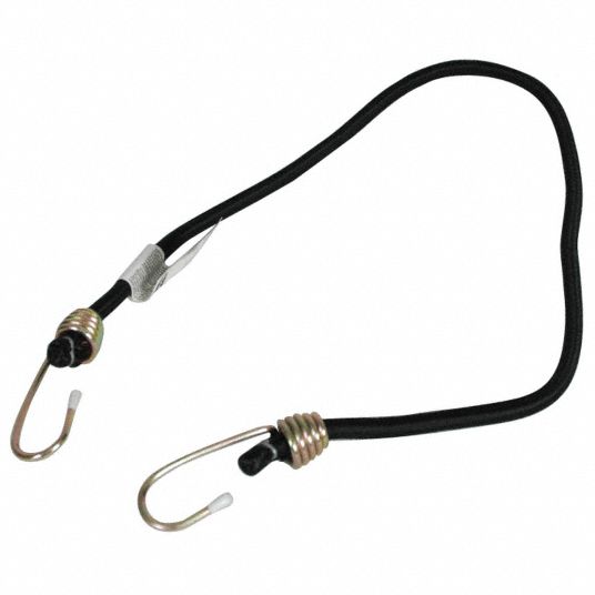 HIGHLAND Black Rubber Bungee Cord with JHooks, Bungee Length 32 in