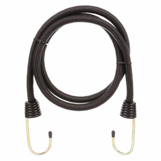 HIGHLAND Black Rubber Bungee Cord with JHooks, Bungee Length 40 in