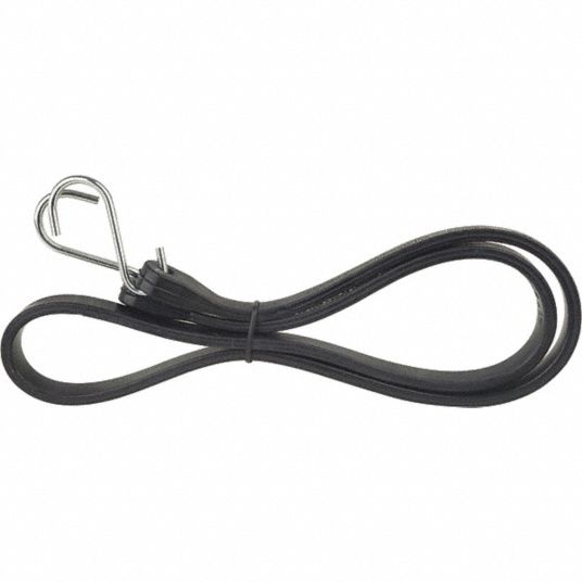 HIGHLAND Black EPDM Rubber Bungee Strap with S-Hooks, Bungee Length: 41 ...