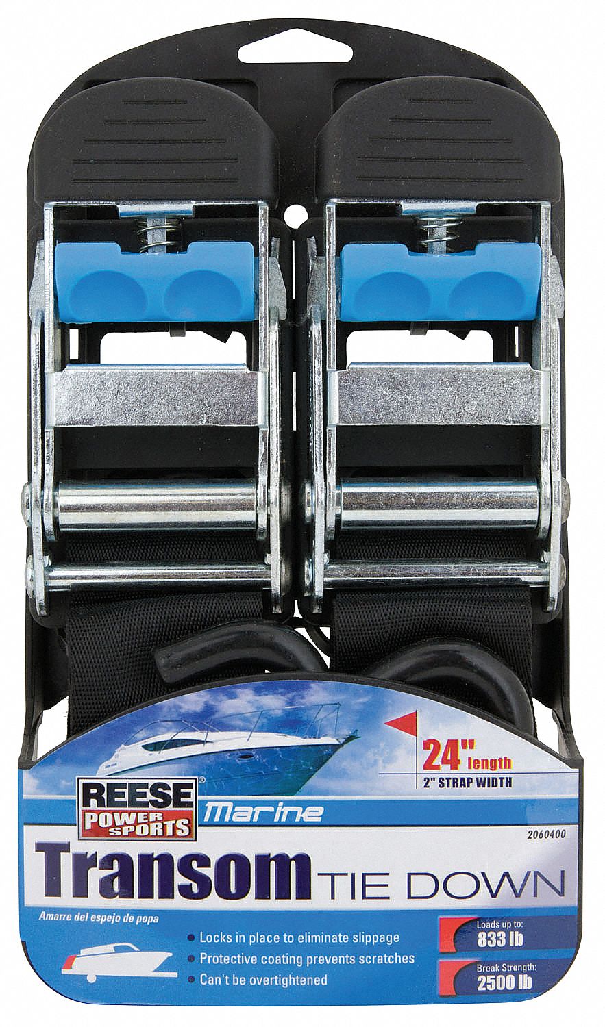 HIGHLAND Transom Tie Down Strap, 2 ftL x 2 inW, 833 lb Load Limit