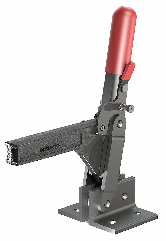 DESTACO Vertical Handle Hold Down Clamp Flanged Base, Solid Bar With