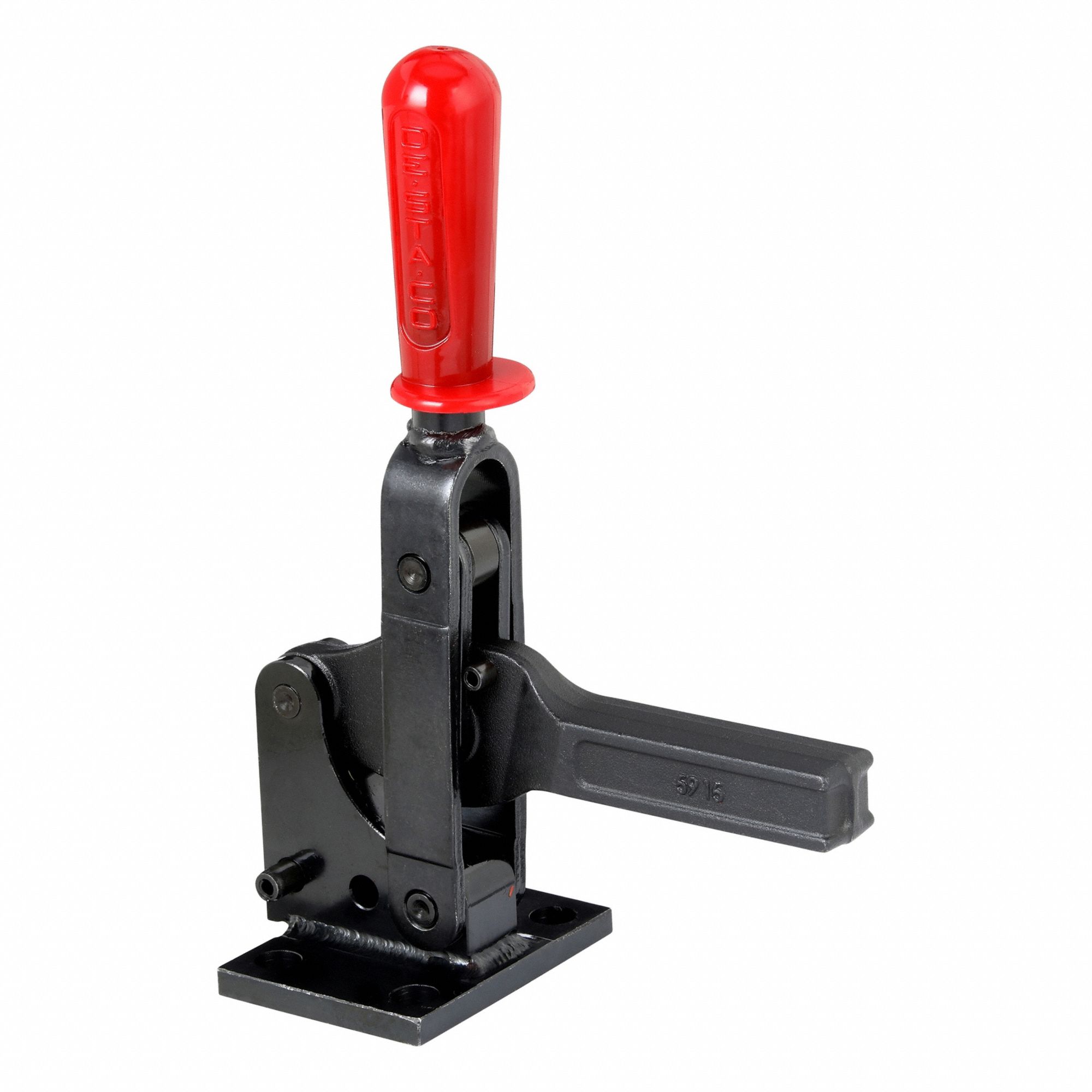 Vertical Hold-Down Clamp: Std Vertical  Handle, Flange Base Mounting, 5 in Arm Lg, Std