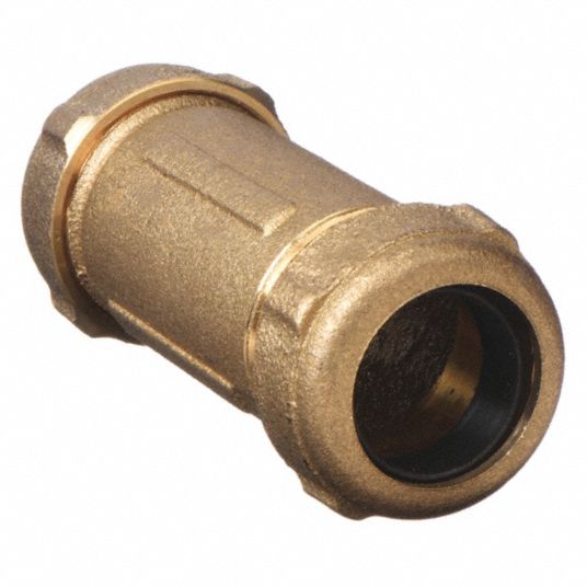 Brass, 1 in x 1 in Fitting Pipe Size, Compression Coupling -  21TF16