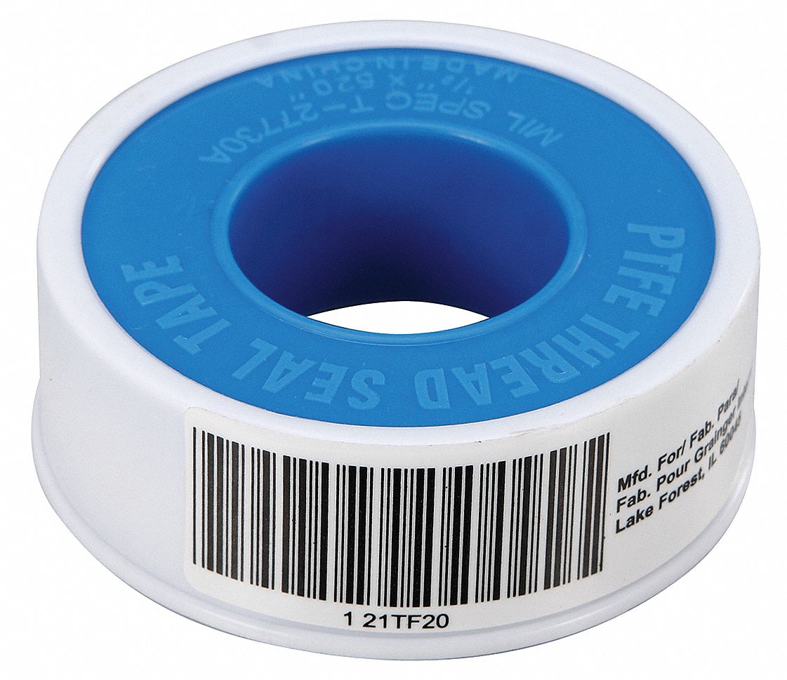 GRAINGER APPROVED Thread Sealant Tape, PTFE, 0.35 to 0.5sg, 1/2 in