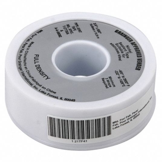 GRAINGER APPROVED Thread Sealant Tape, PTFE, 0.9 to 1.1sg, 3/4 in Width