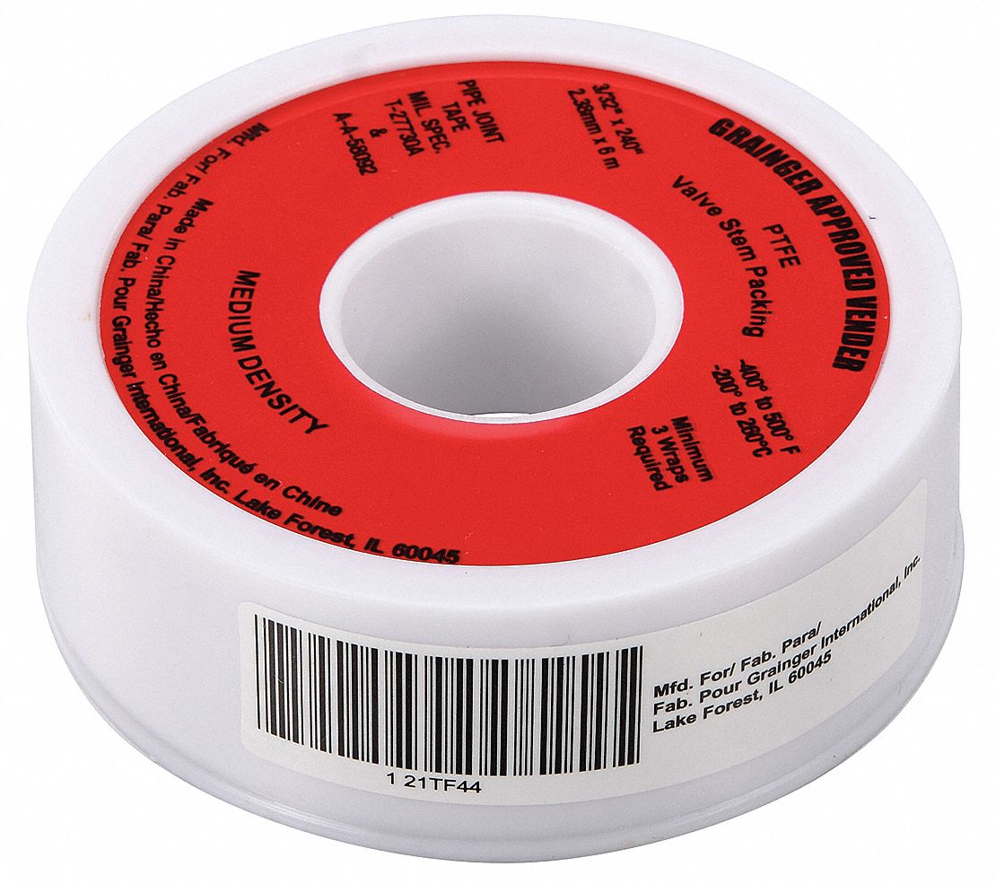 GRAINGER APPROVED Valve Packing Tape, PTFE, 3/32 in Width ...