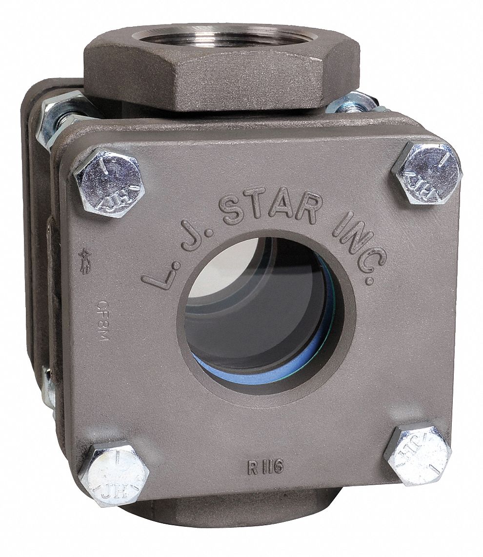 Window Sight Flow Indicator: 1/2 in Pipe Size, 3 3/4 in Overall Lg, Carbon Steel, FNPT