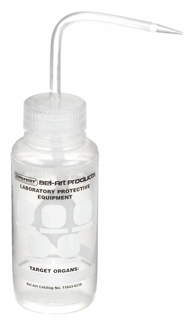 Wash Bottle, Std, 8 oz, Write-On, White, PK3