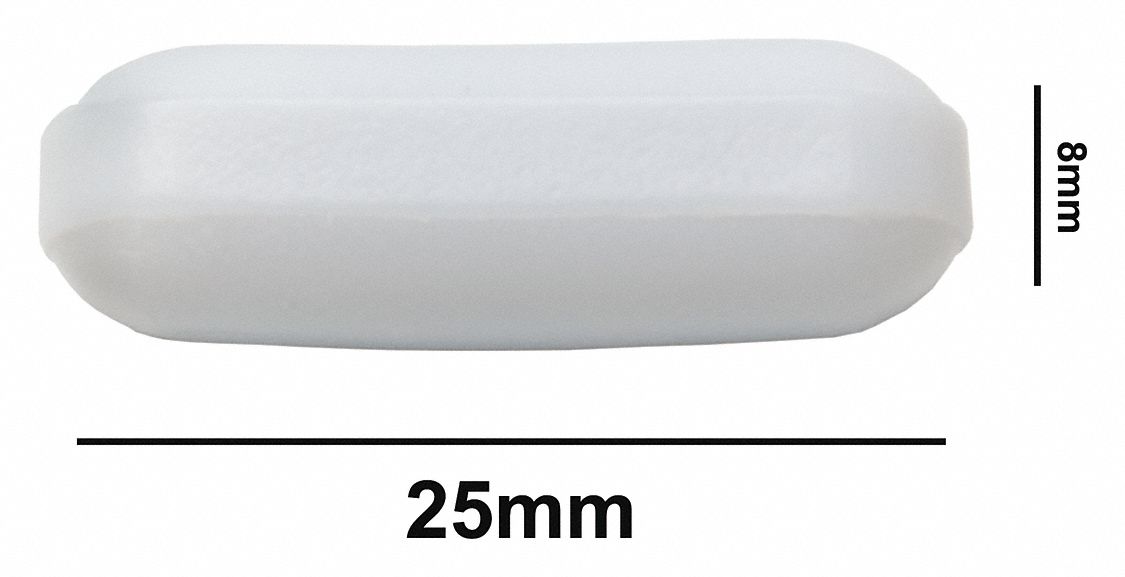 Stirring Bar: Octagon, Alnico, 25 mm Overall Lg, 8 mm Dia, Autoclavable, White
