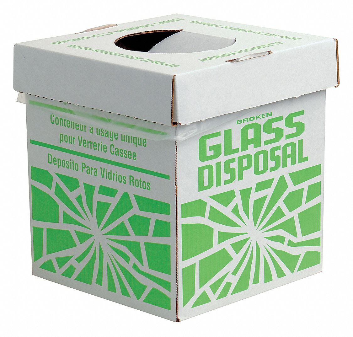 GLASS DISPOSAL CONTAINER,12 LB,PK6