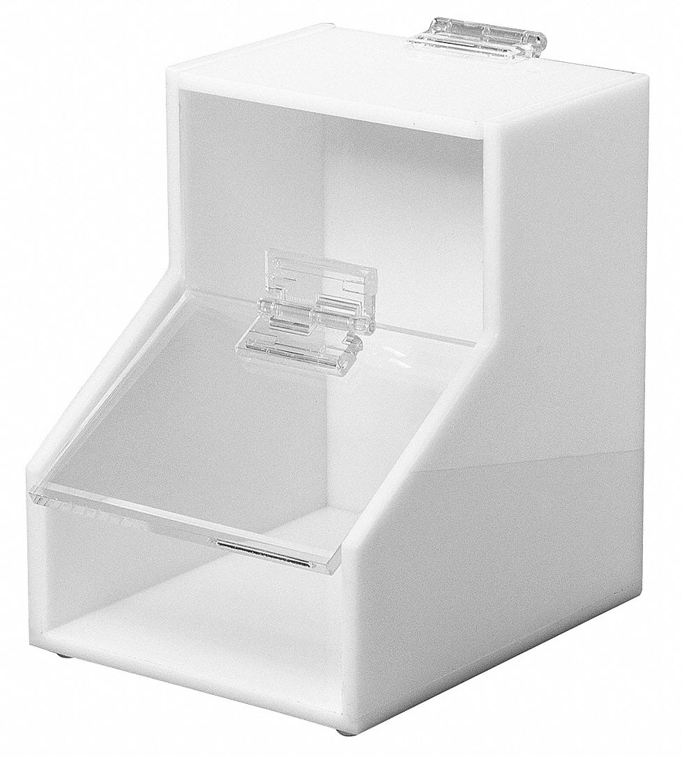 STORAGE BIN,WHITE WITH CLEAR FRONT