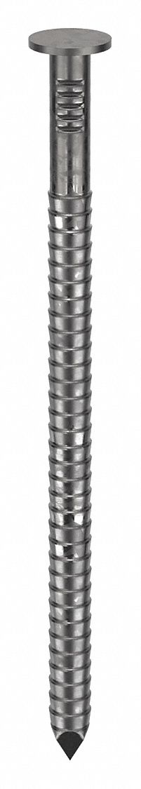 Siding Nails, 1 3/4" L, Galvanized, PK3600: Siding Nails, Flat, Ring, Steel, Galvanized, 3, 600 PK
