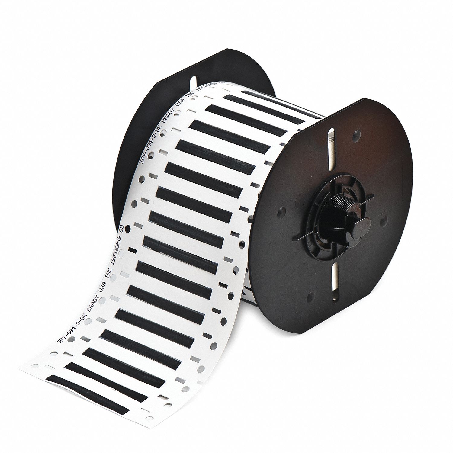 Sleeve Label: 3/32 in x 2 in, Polyolefin, Black (Matte), For 20 AWG to 28 AWG Wire Gauge