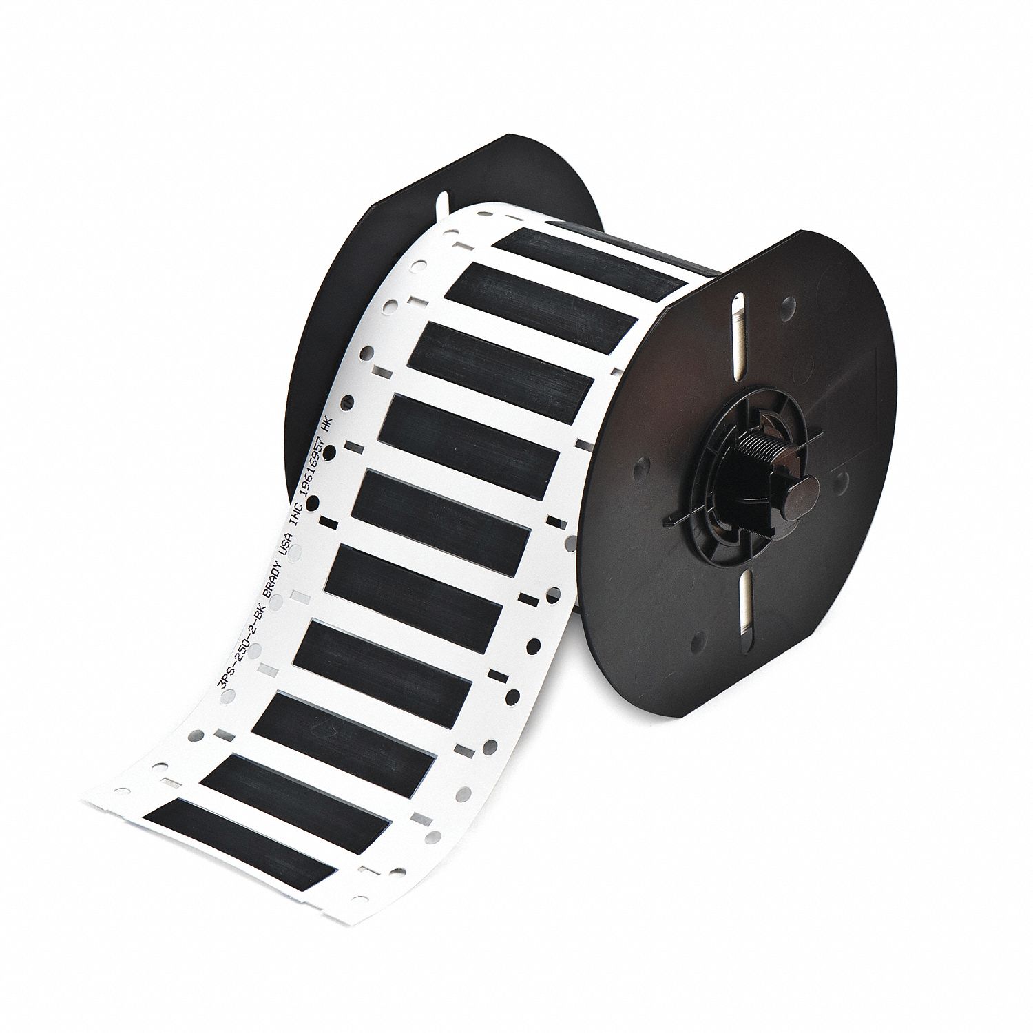 Sleeve Label: 1/4 in x 2 in, Polyolefin, Black (Matte), For 8 AWG to 16 AWG Wire Gauge