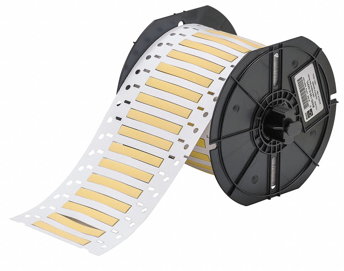 Sleeve Label: 1/8 in x 2 in, Polyolefin, Yellow (Matte), For 16 AWG to 22 AWG Wire Gauge