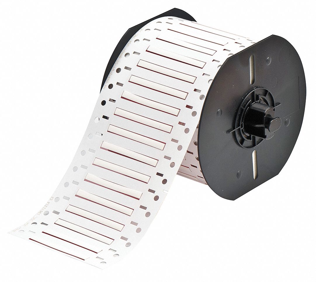 Sleeve Label: 3/32 in x 2 in, Polyolefin, White (Matte), For 20 AWG to 24 AWG Wire Gauge