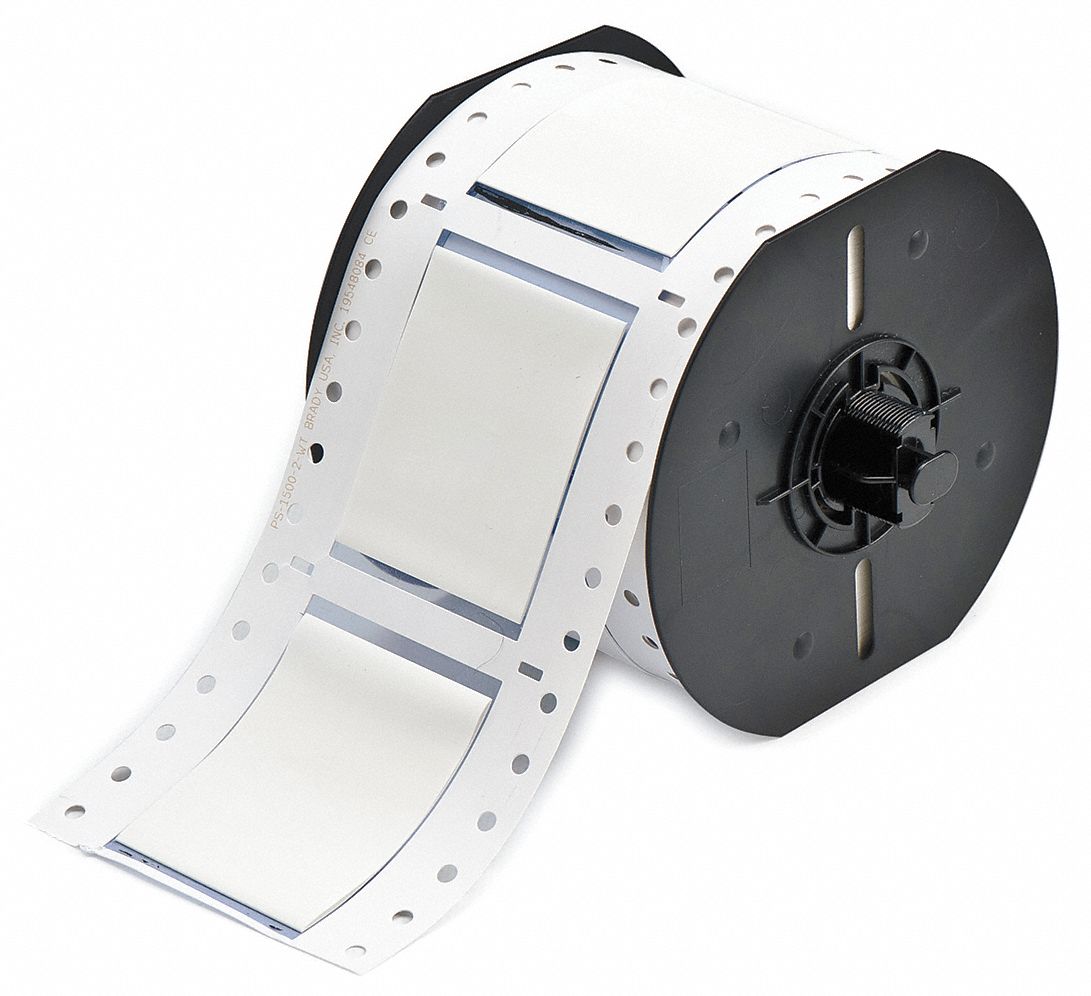 Sleeve Label: 1 1/2 in x 2 in, Polyolefin, White (Matte), For 20 AWG to 28 AWG Wire Gauge