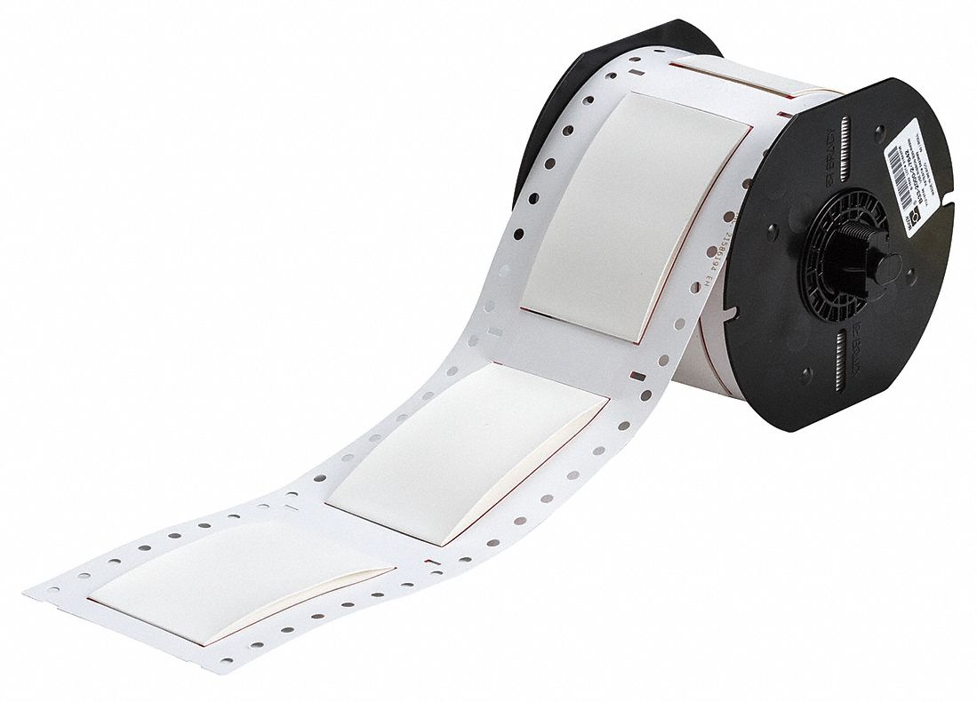 Sleeve Label: 2 in x 2 in, Polyolefin, White (Matte), For 16 AWG to 22 AWG Wire Gauge