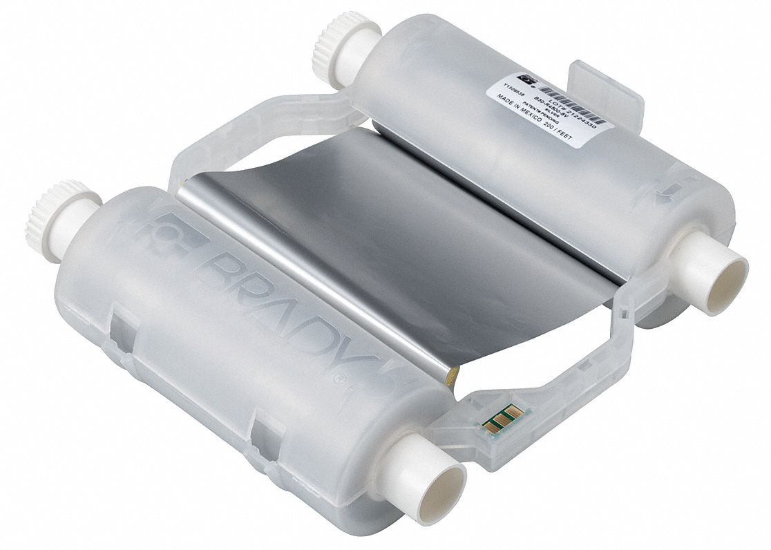 Single-Color Printer Ribbon: 4 5/16 in x 200 ft, Silver, Wax/Resin, R4500