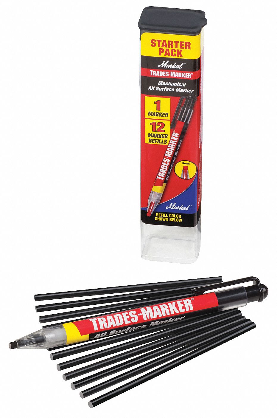MARKAL, Mechanical Grease Pencil Kit, 3 mm Tip Wd, Paint Marker